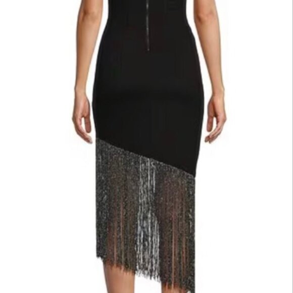 Forever 21 Midnight Doll Dress Strapless Bodycon Fringe Hem S - Picture 4 of 12